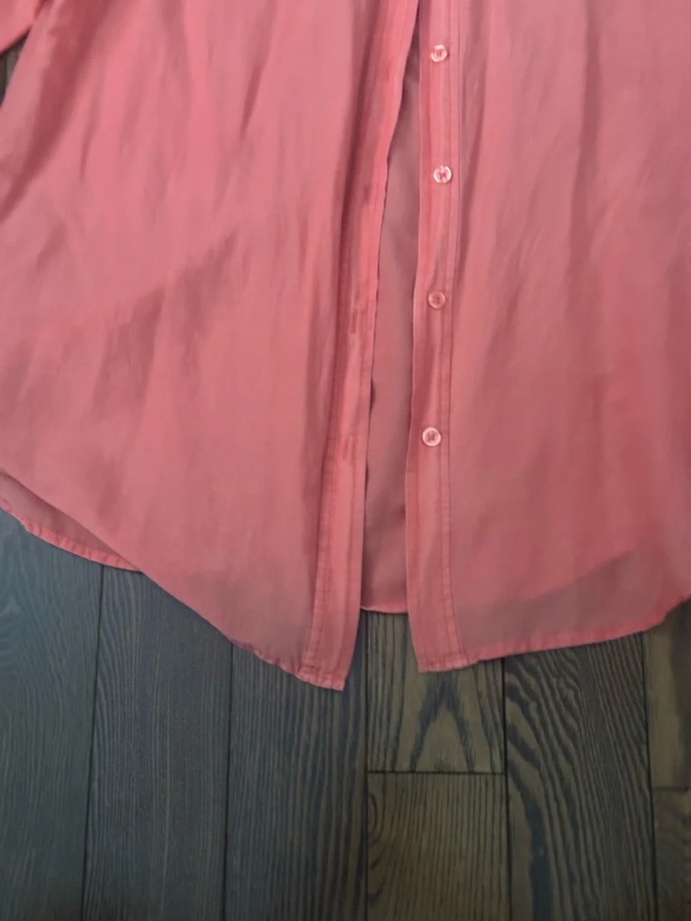 Mango Coral-Peach Button Front Shirt - Picture 3 of 4